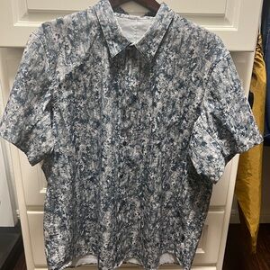 lululemon athletica Men's Gray and Blue Patterned Shirt